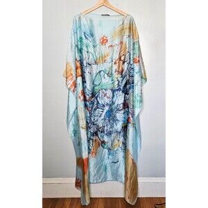 Silky Women's Kaftan Coverup Casual Dress OS Floral Lightweight Breathable Boho